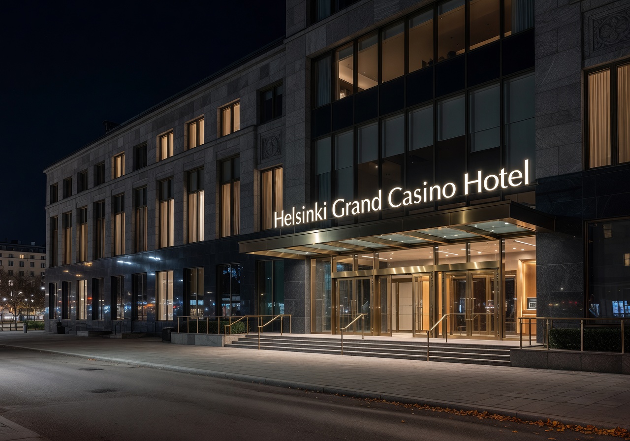 Helsinki Grand Casino Hotel Exterior at Night